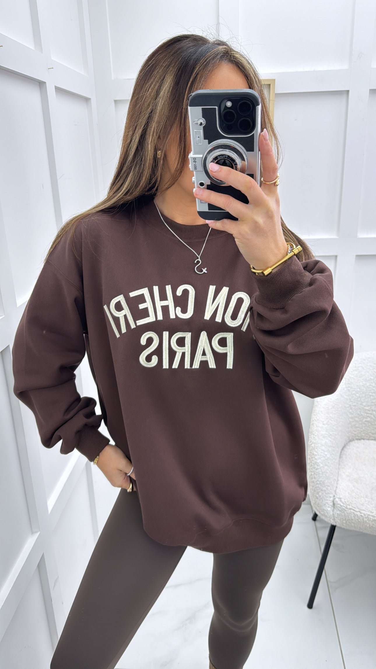 MON CHERI PARIS chocolate oversized sweatshirt