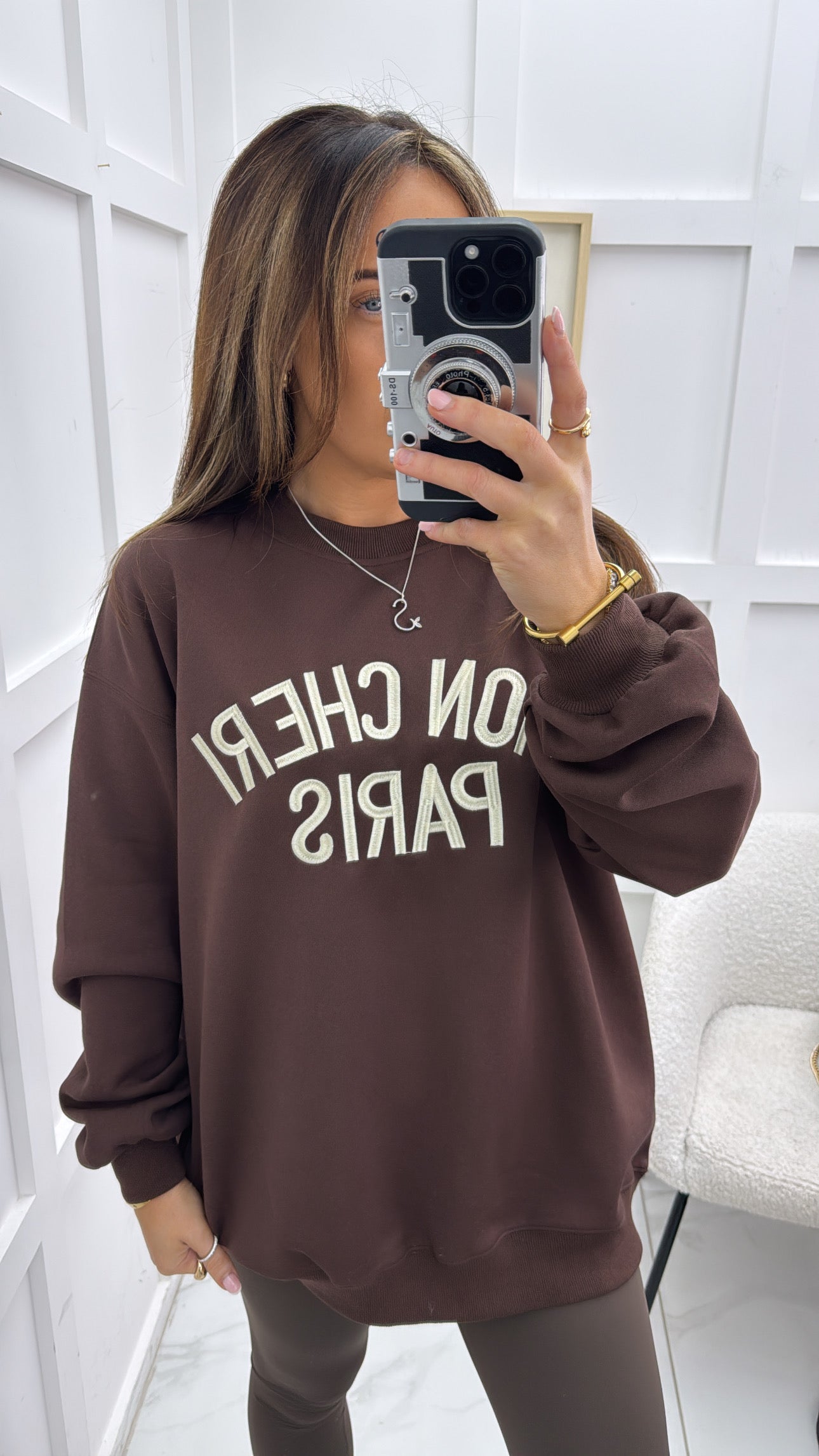 MON CHERI PARIS chocolate oversized sweatshirt