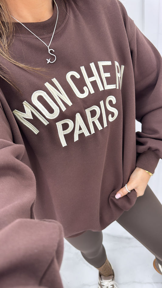 MON CHERI PARIS chocolate oversized sweatshirt