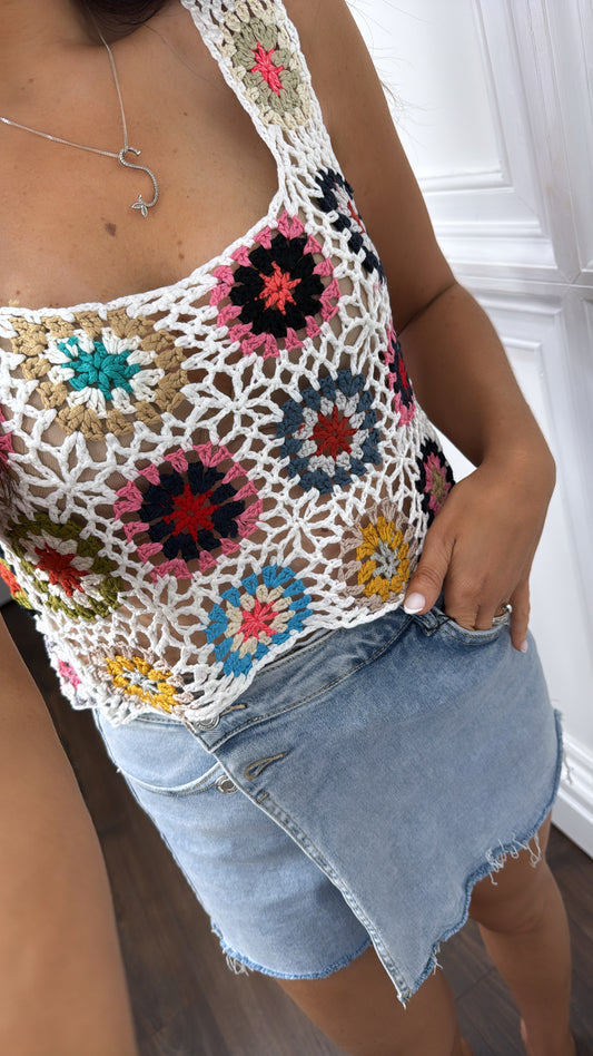 MARNI white crochet cropped top
