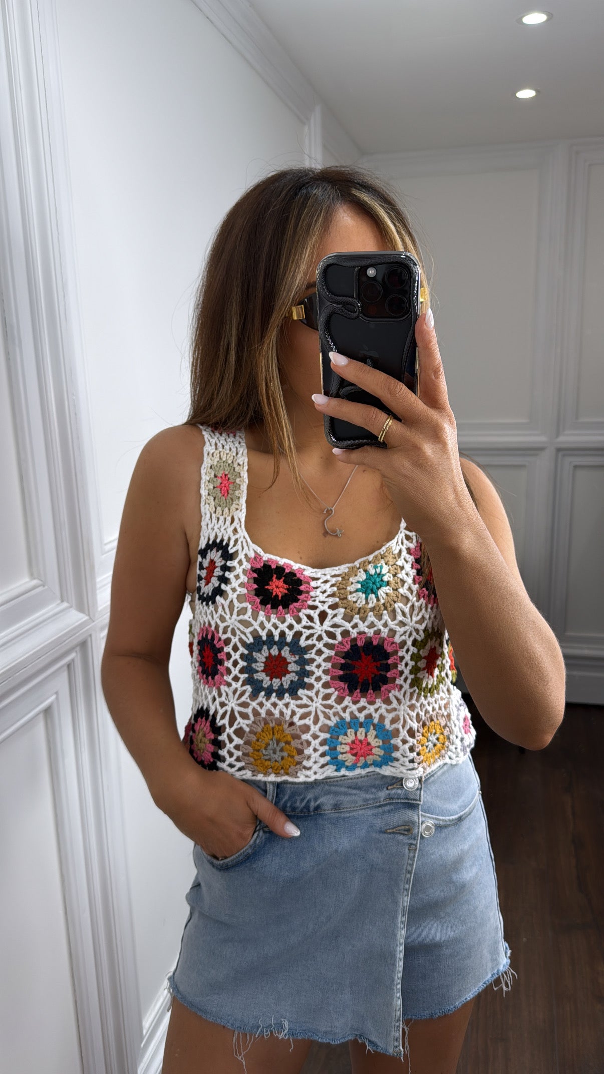 MARNI white crochet cropped top