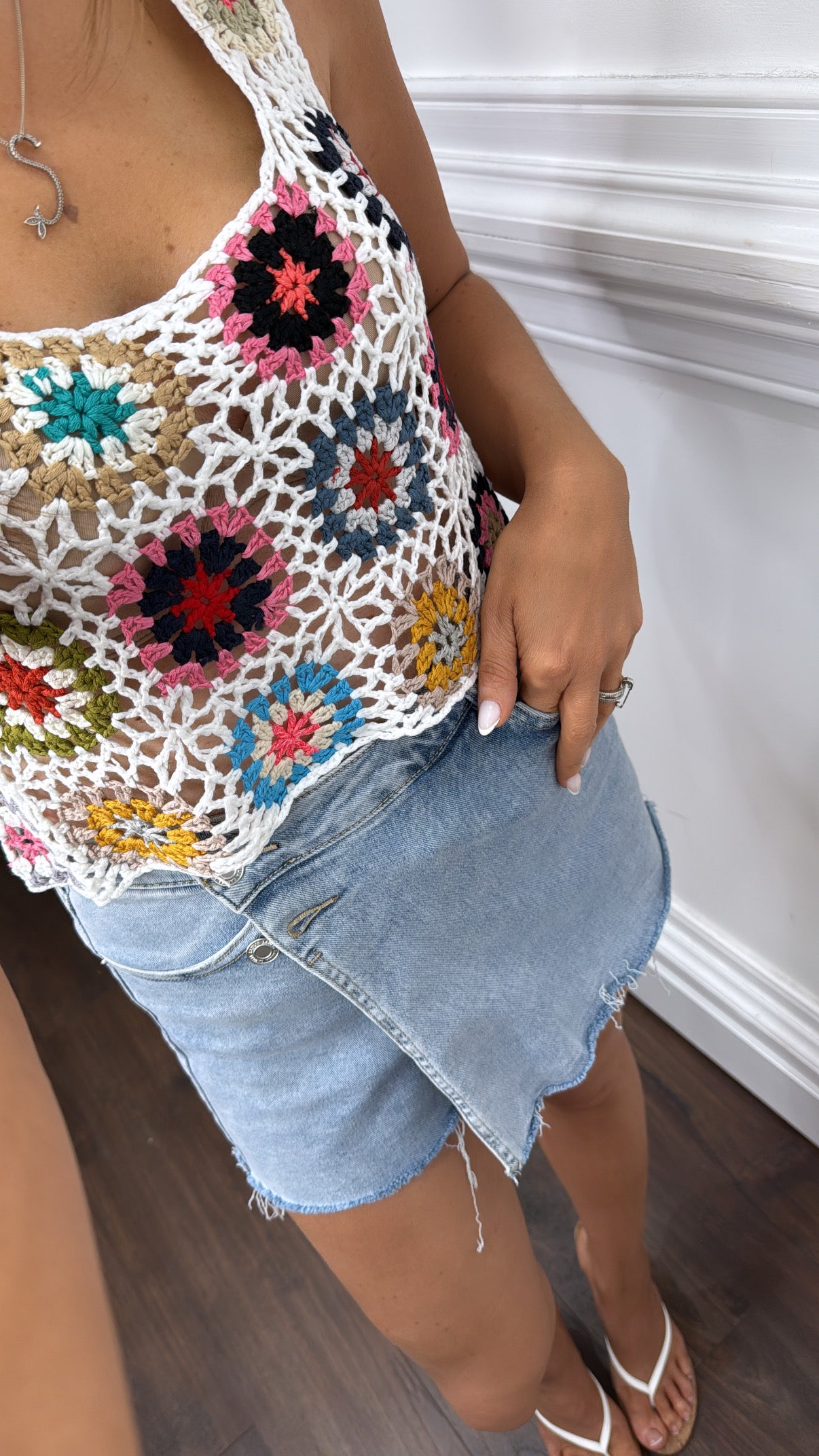 MARNI white crochet cropped top