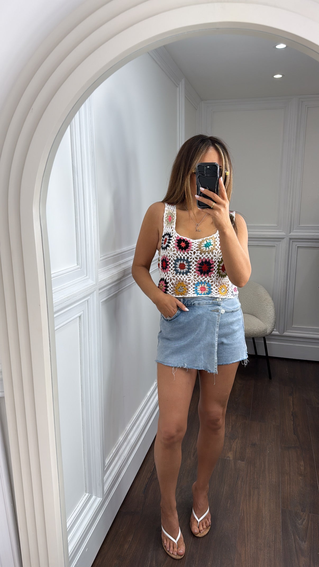 MARNI white crochet cropped top