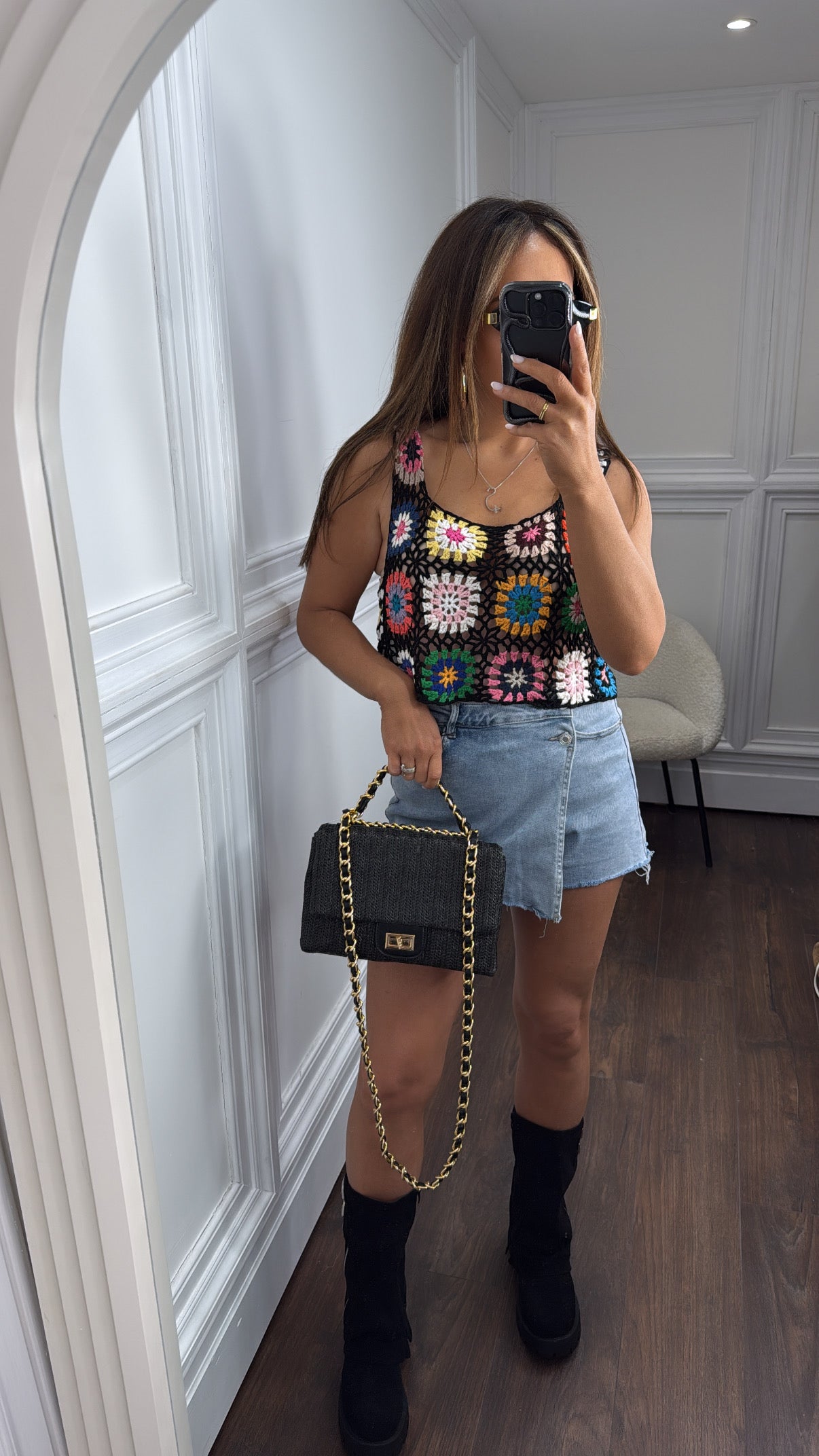MARNI black crochet cropped top