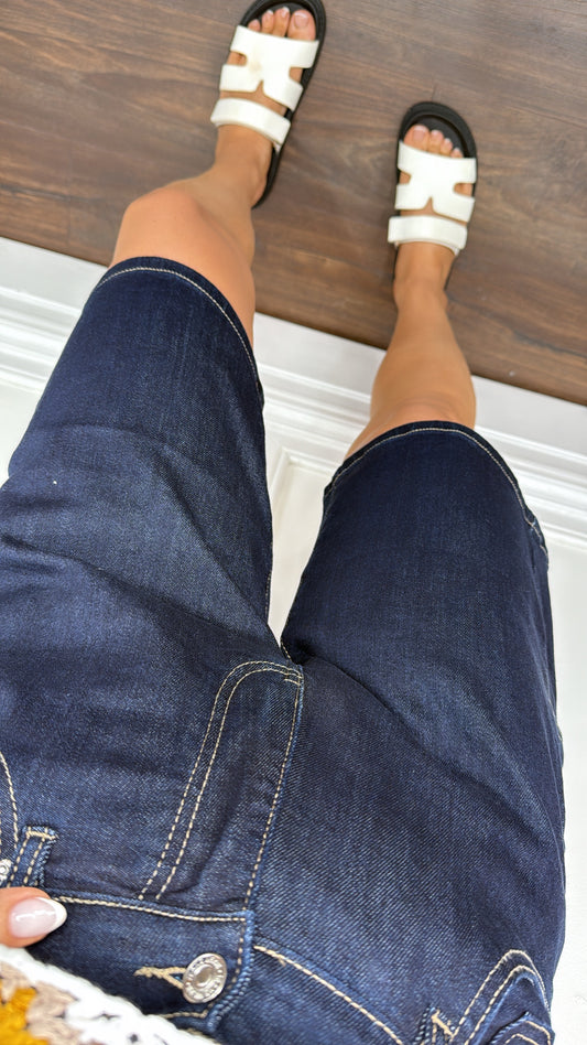 JADA indigo blue knee length denim shorts