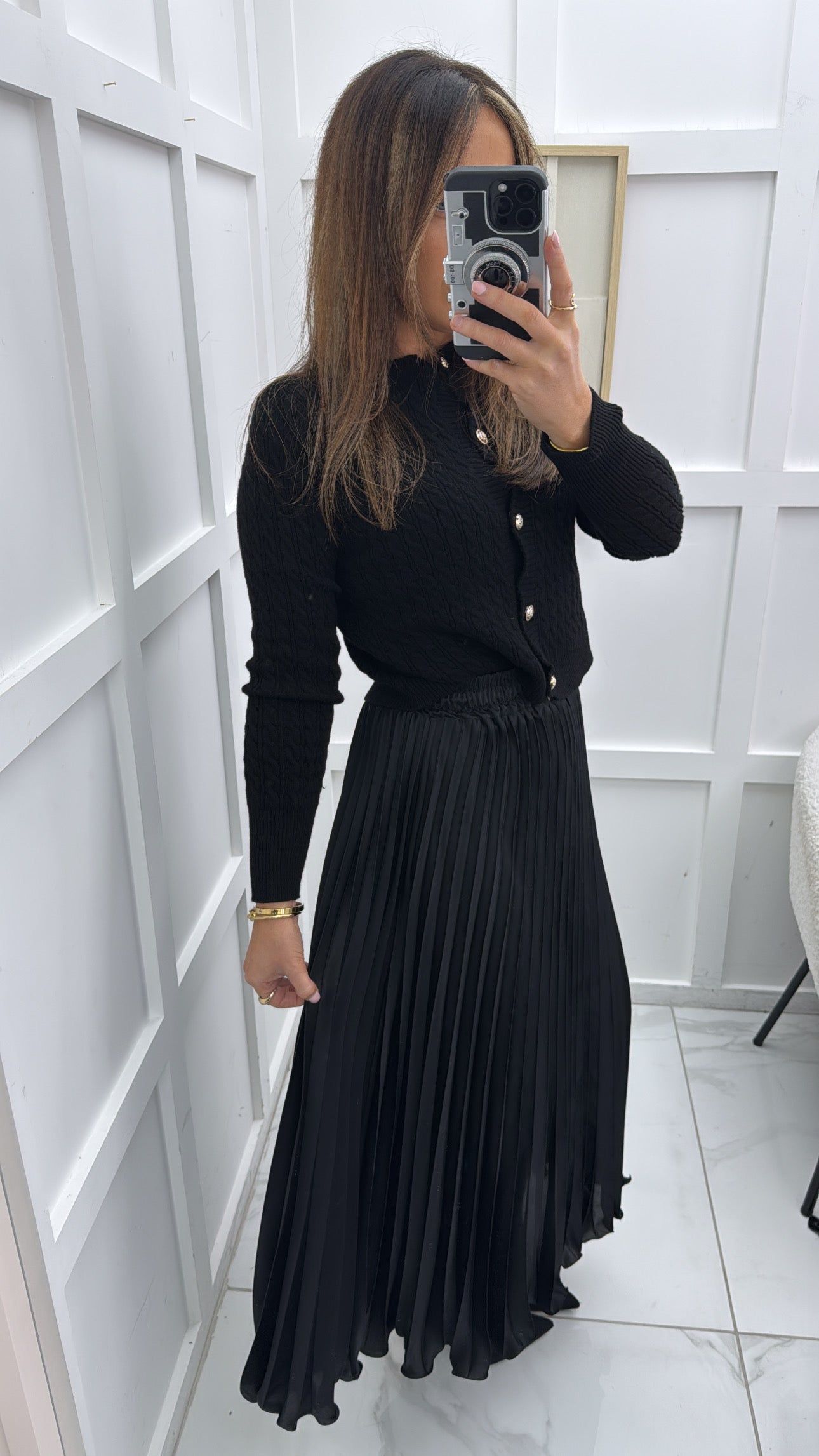 MYA black pleated maxi skirt