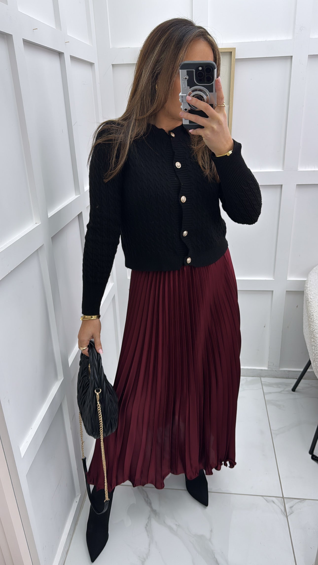 MYA burgundy pleated maxi skirt