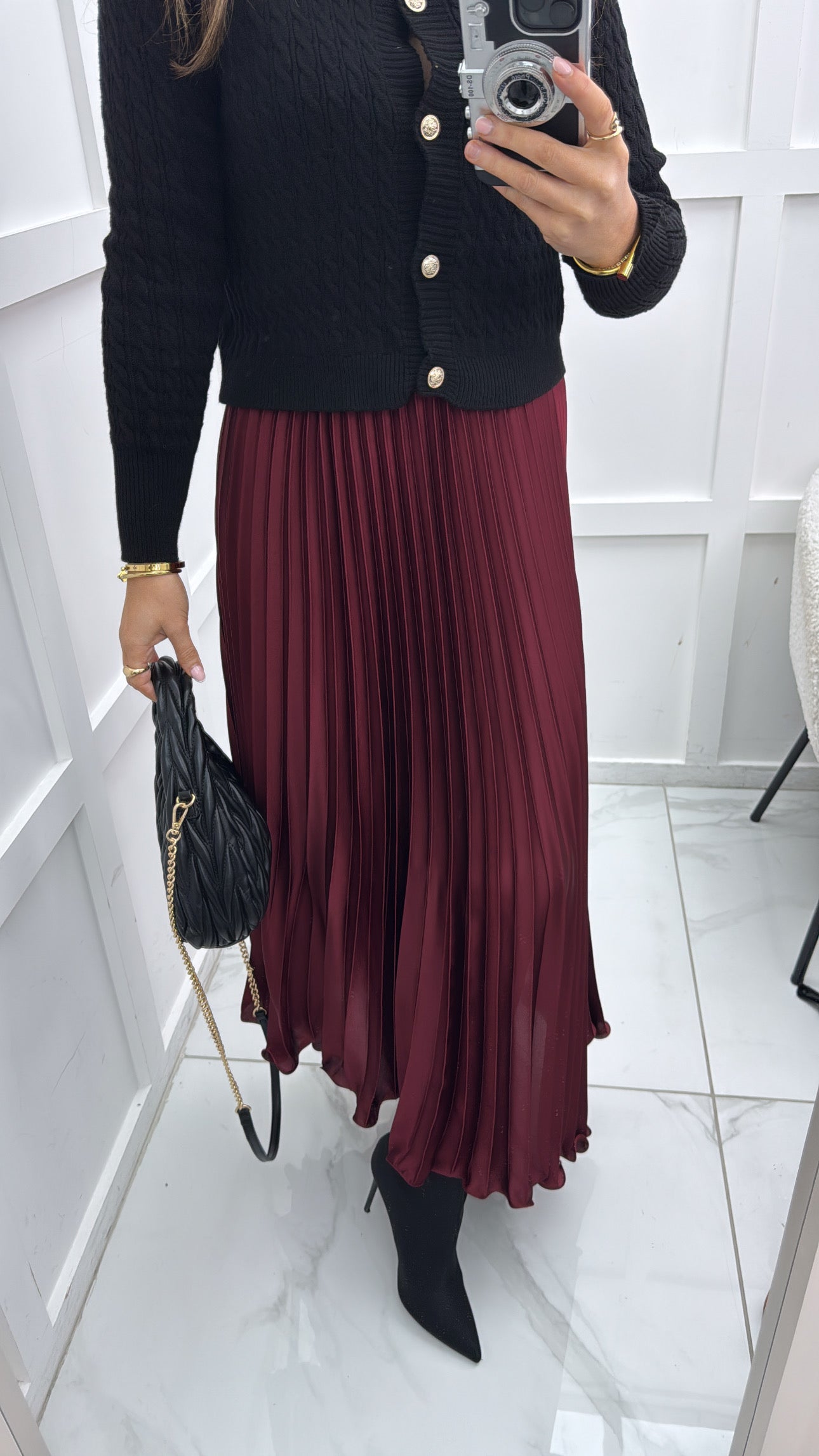 MYA burgundy pleated maxi skirt