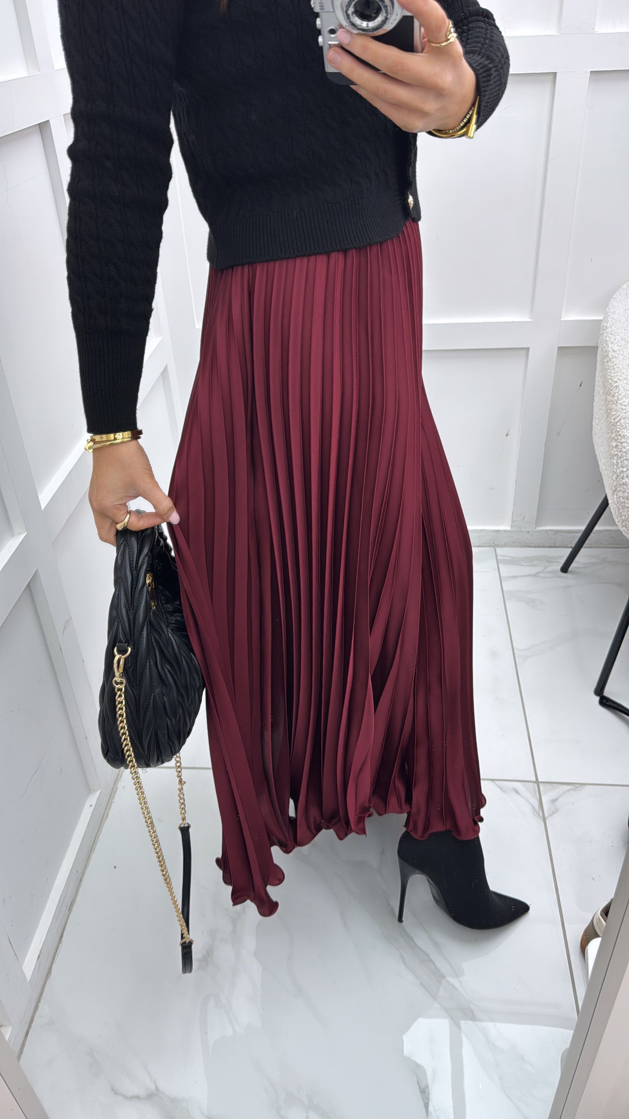 MYA burgundy pleated maxi skirt