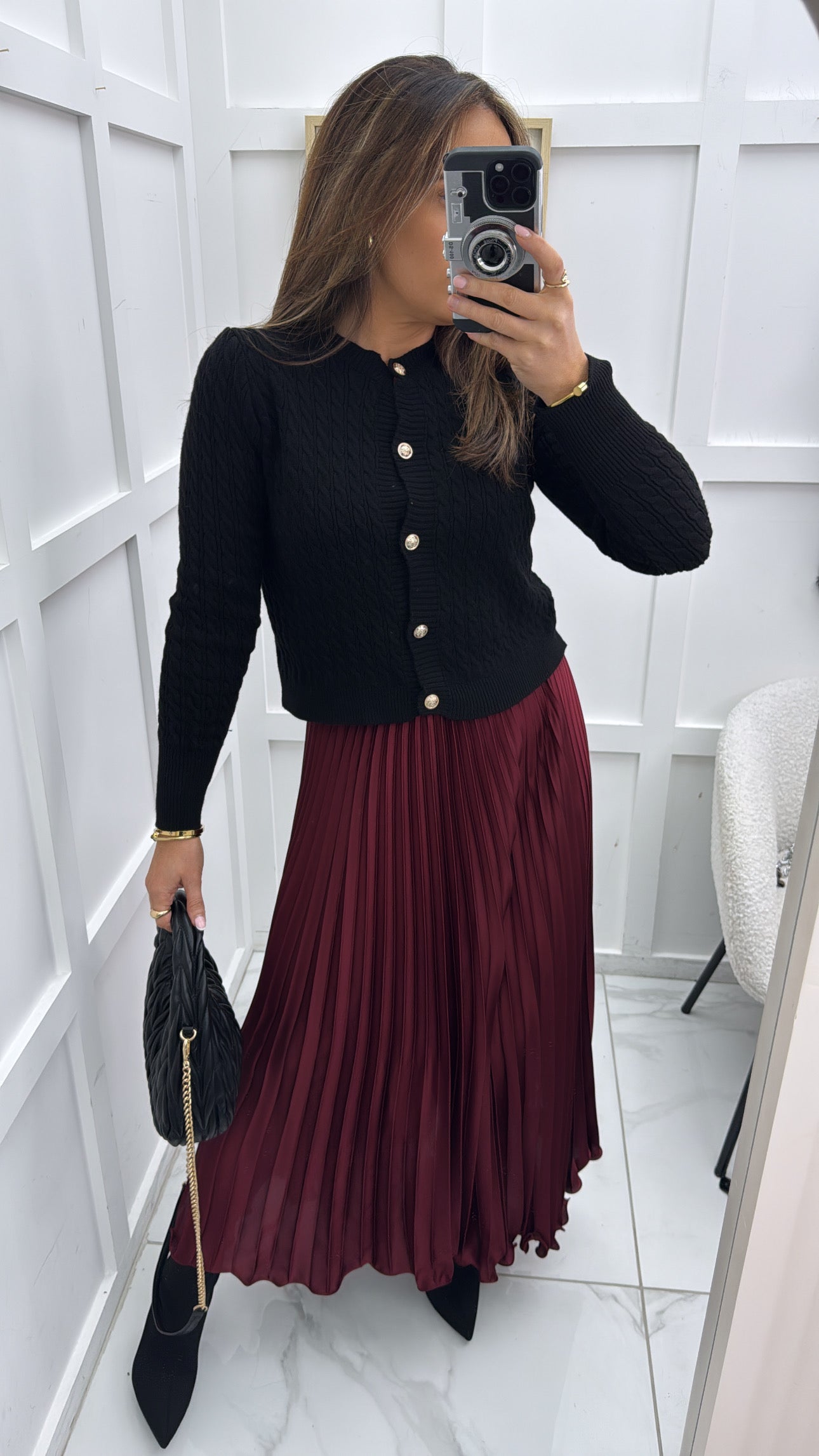 MYA burgundy pleated maxi skirt