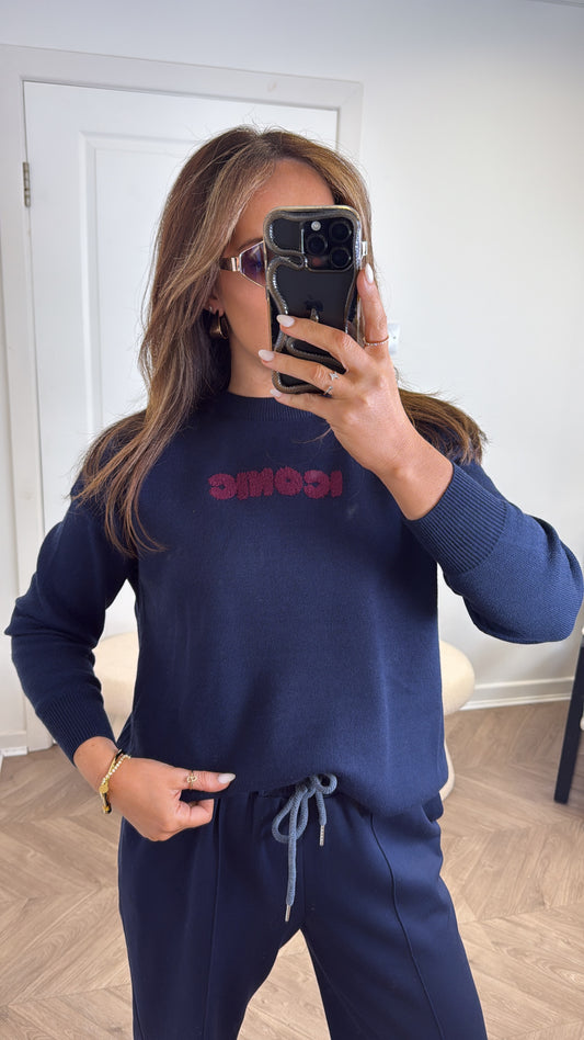 IMOGEN navy soft knit logo jumper