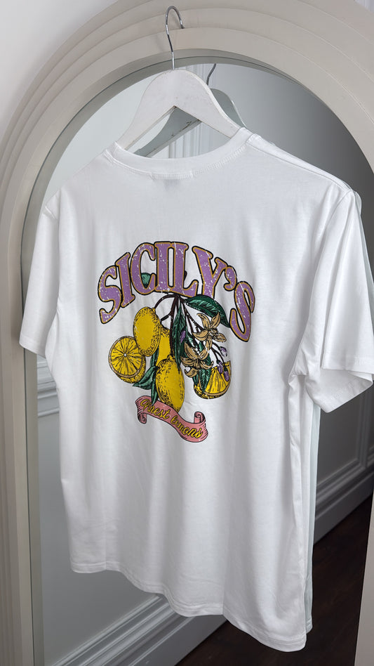 SICILY'S finest lemons white logo t-shirt