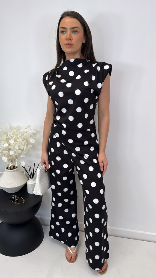 MICHAELA black and white polka dot co-ord