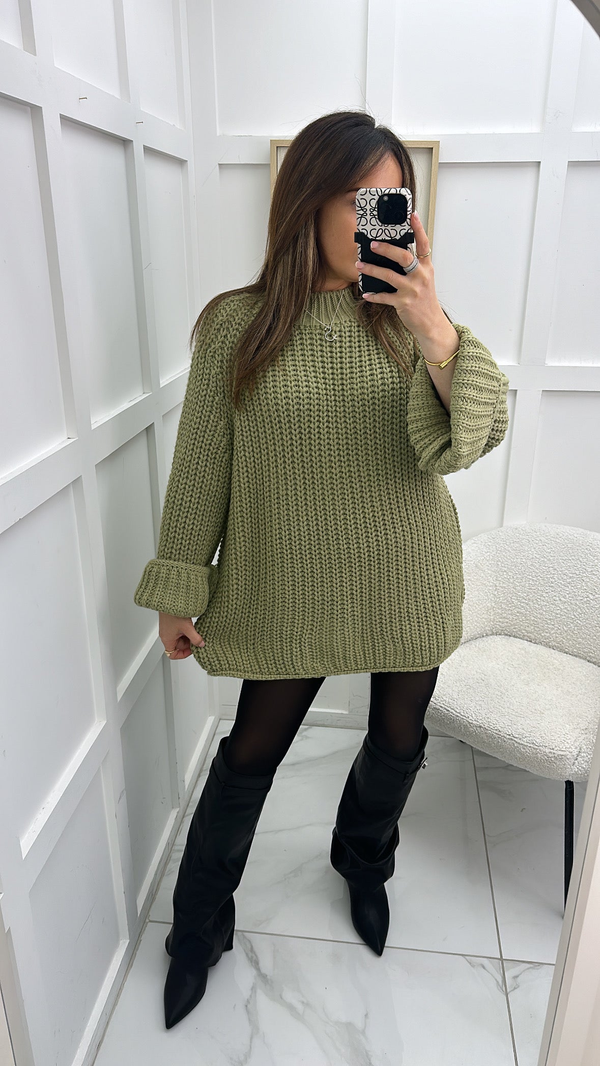 HARRIET olive chunky knit jumper