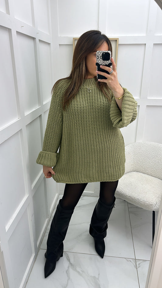 HARRIET olive chunky knit jumper