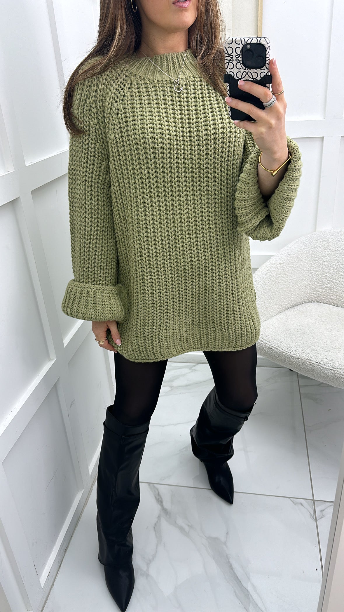 HARRIET olive chunky knit jumper