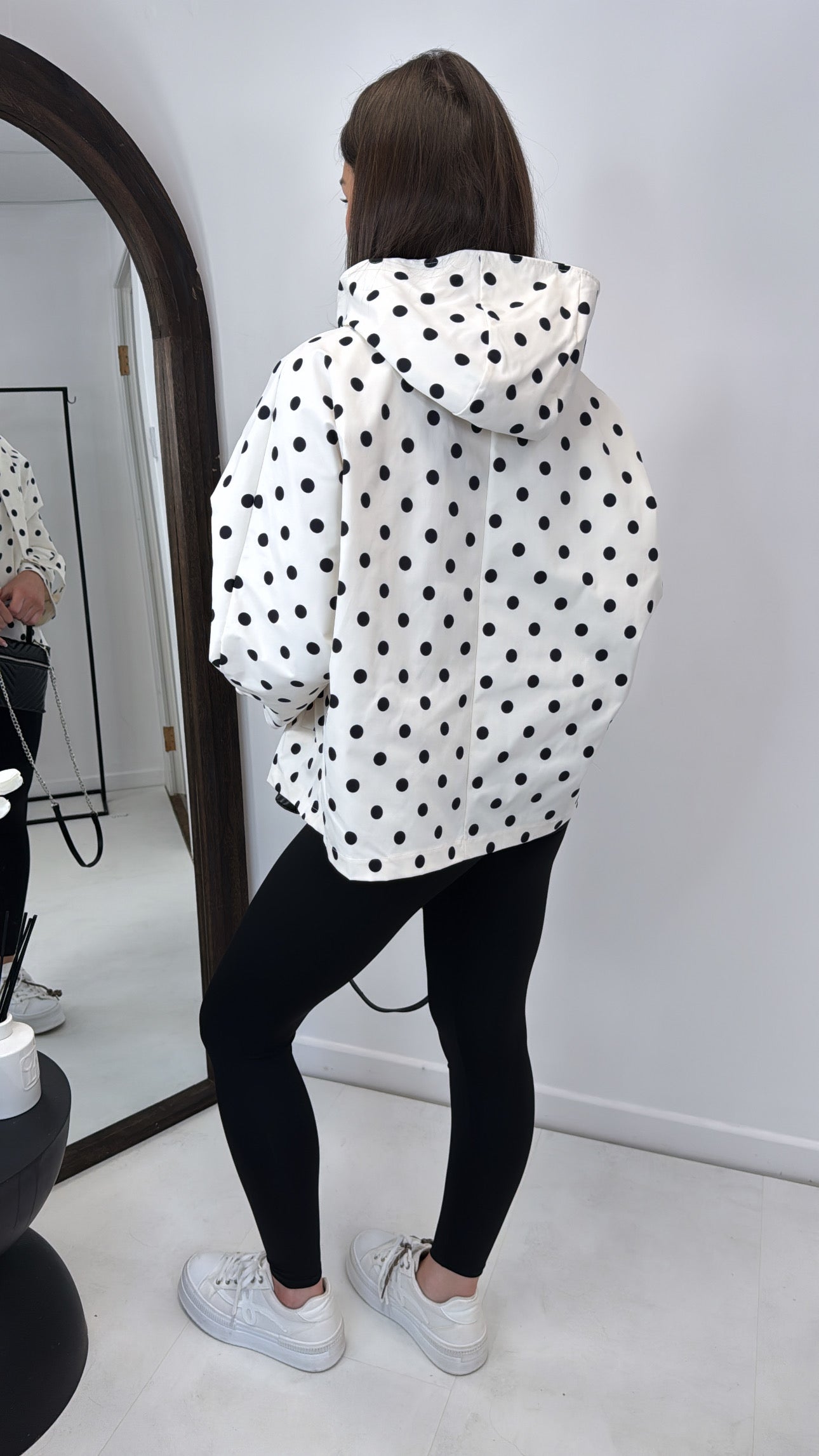 BREE cream polka dot hooded tie neck smart jacket