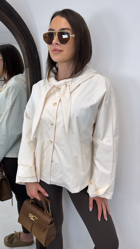 BREE cream hooded tie neck smart jacket