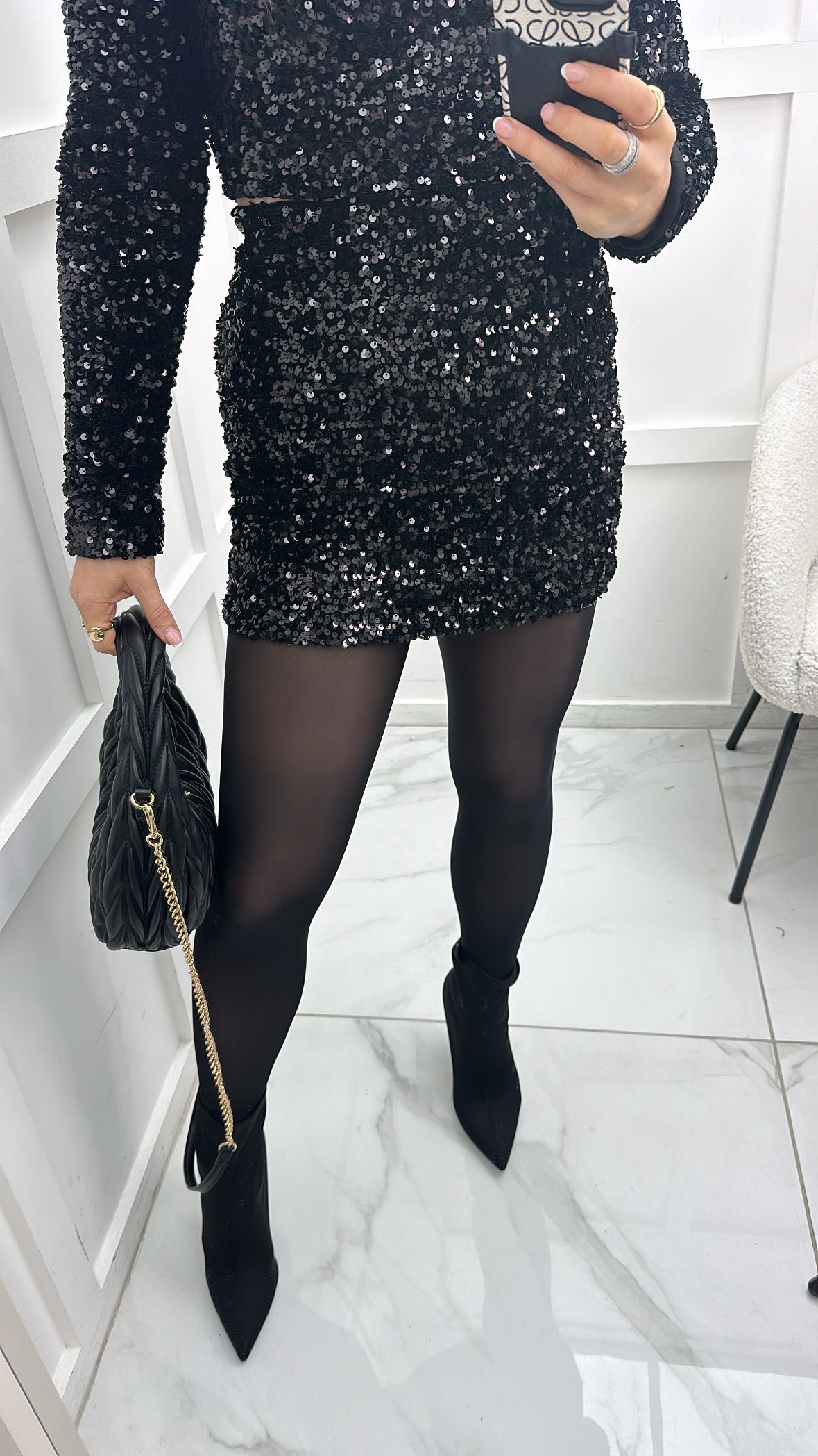 JESSIE black sequin mini skirt