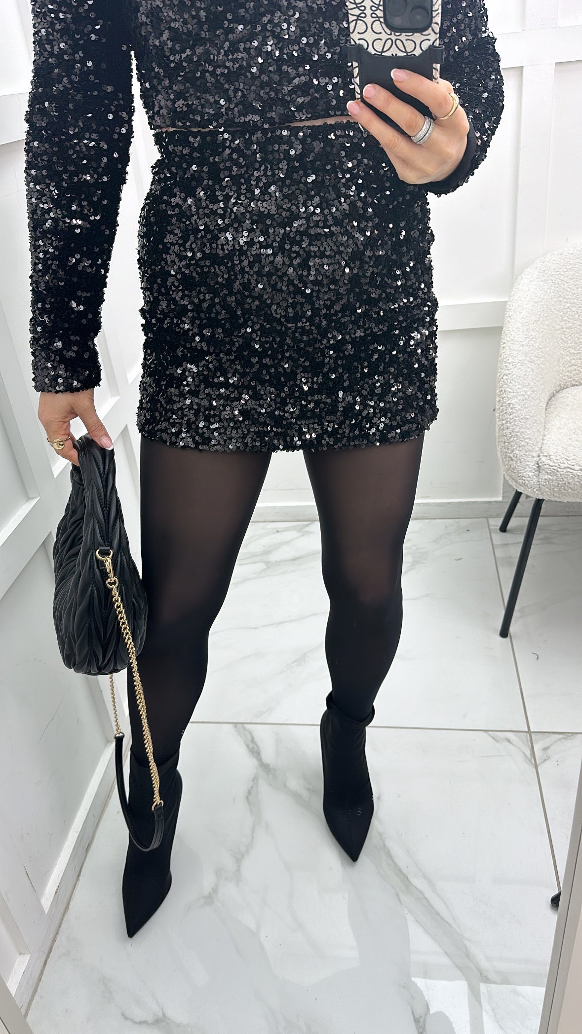 JESSIE black sequin mini skirt