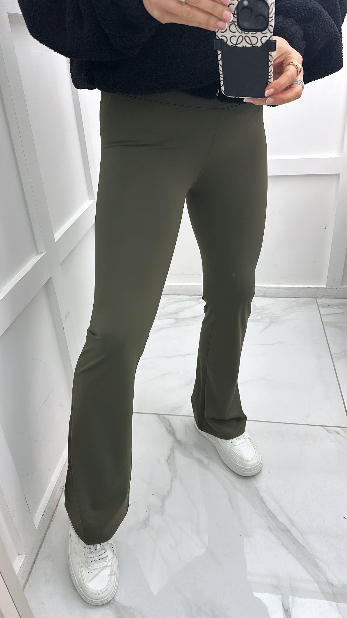 MILLIE olive green flared gym leggings