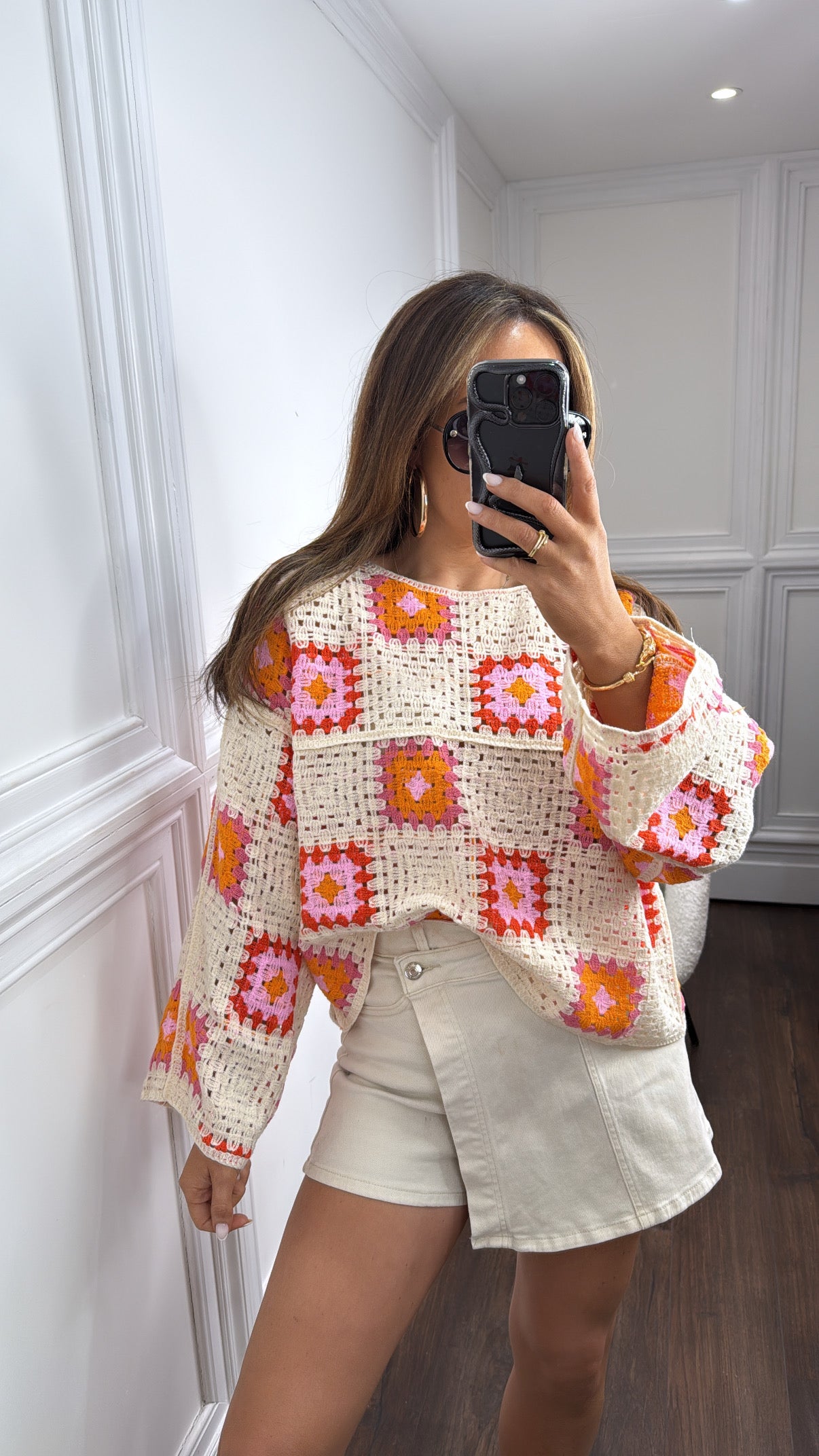 MELODY pink and orange crochet top