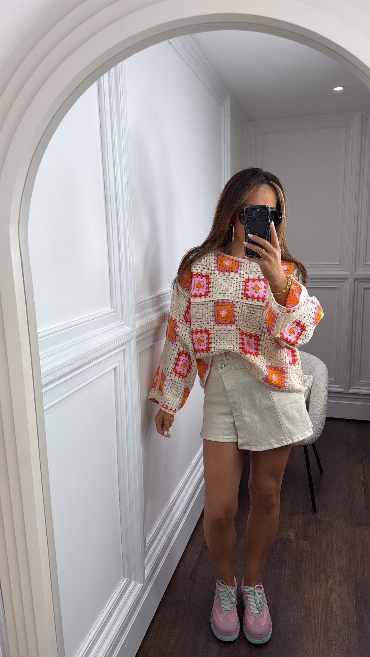 MELODY pink and orange crochet top