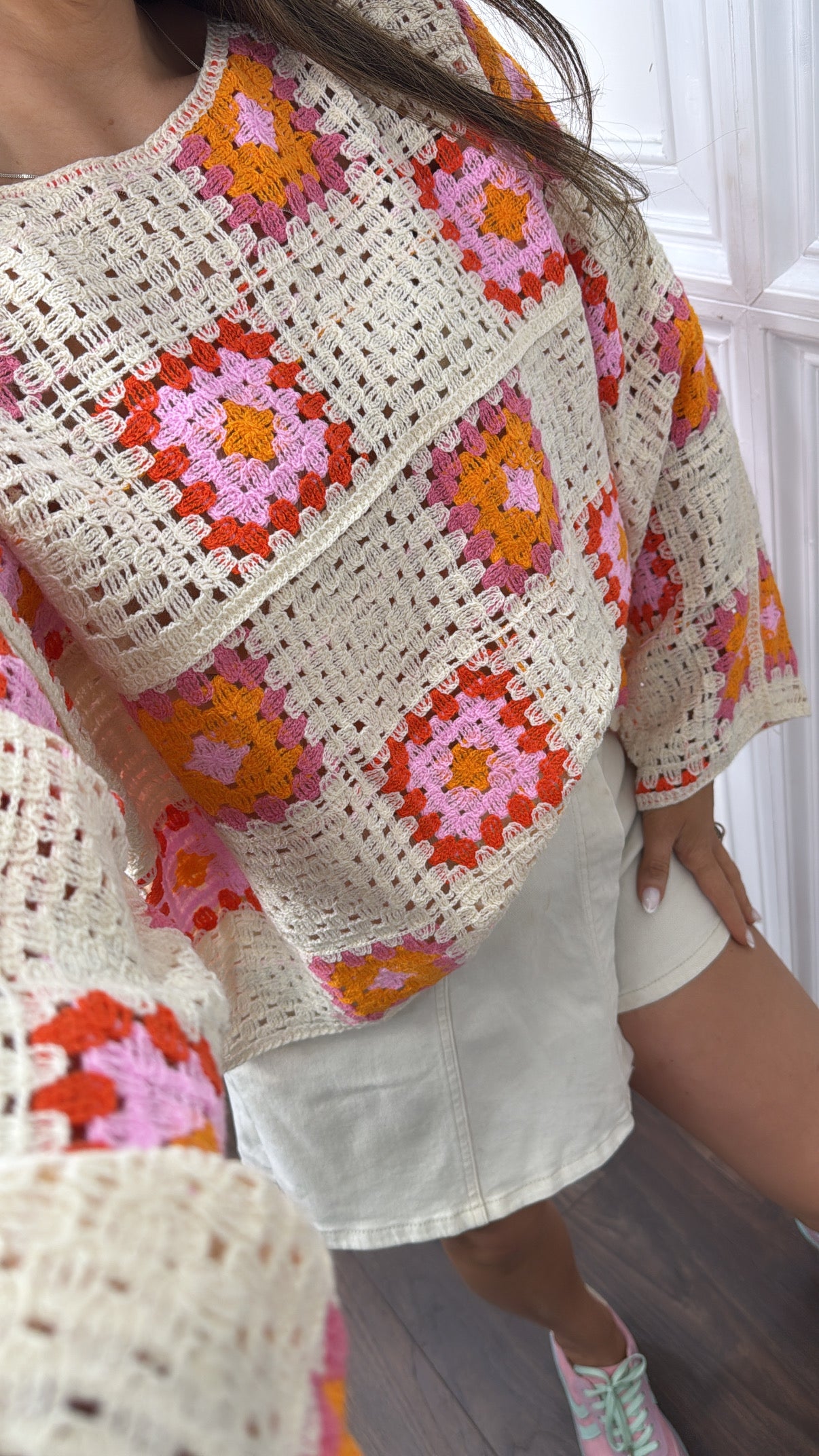 MELODY pink and orange crochet top