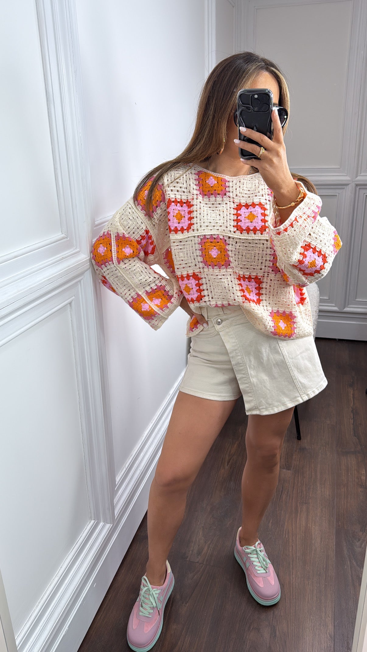 MELODY pink and orange crochet top