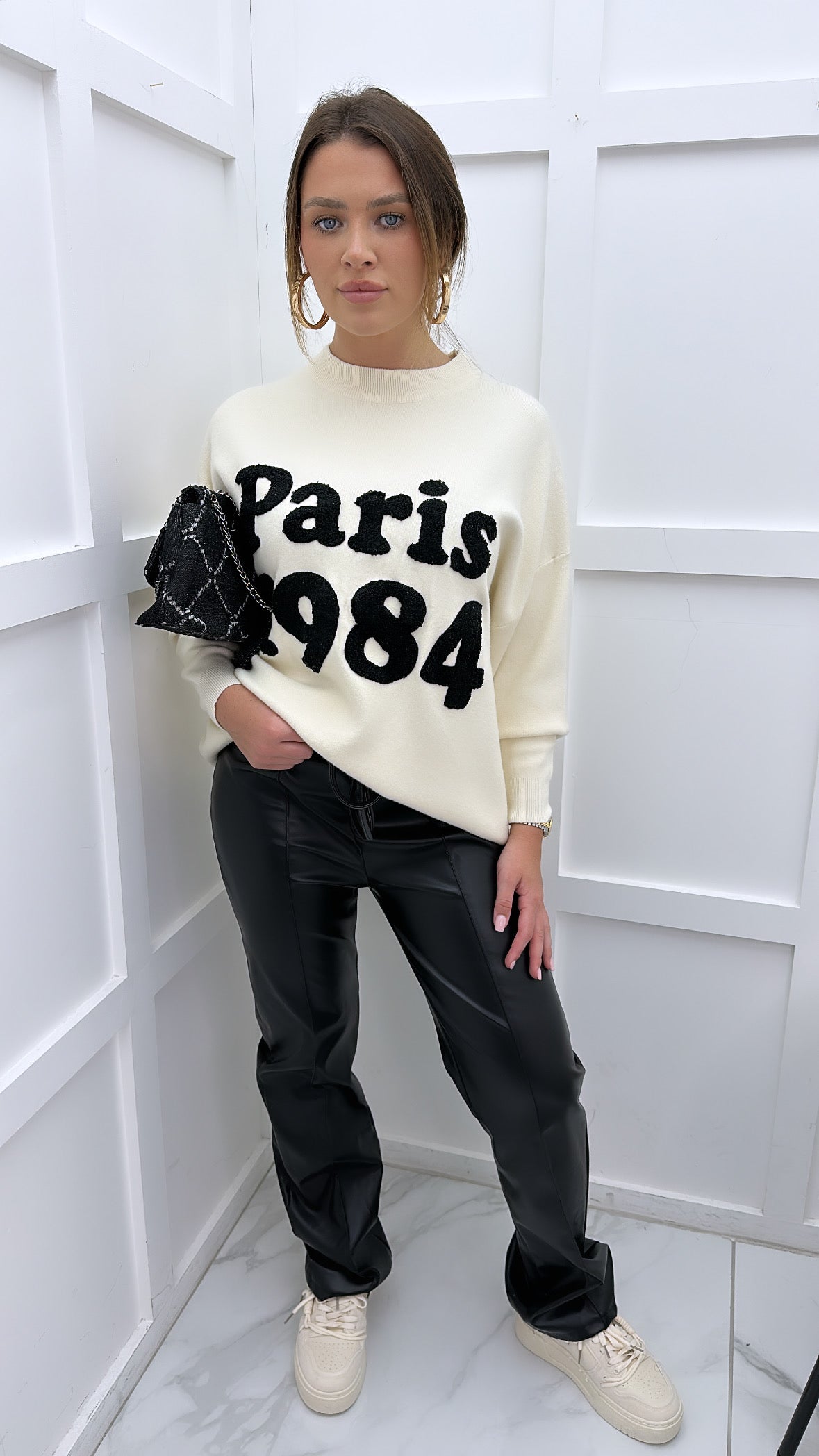 PARIS 1984 cream fine knit jumper