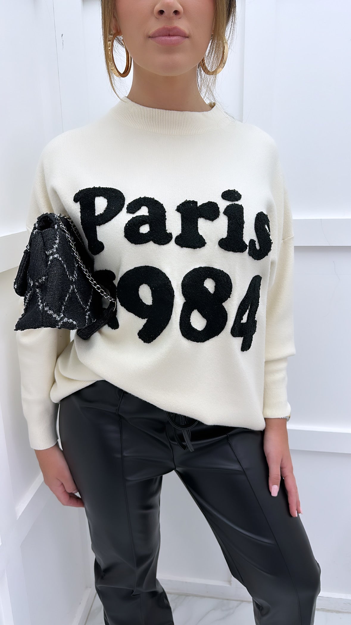 PARIS 1984 cream fine knit jumper