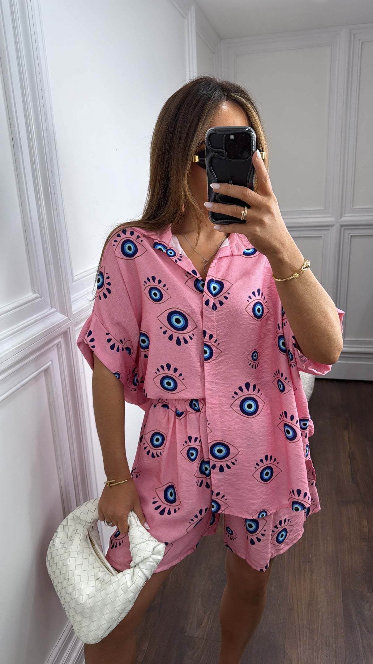 TURKISH EYE pink top and shorts co-ord