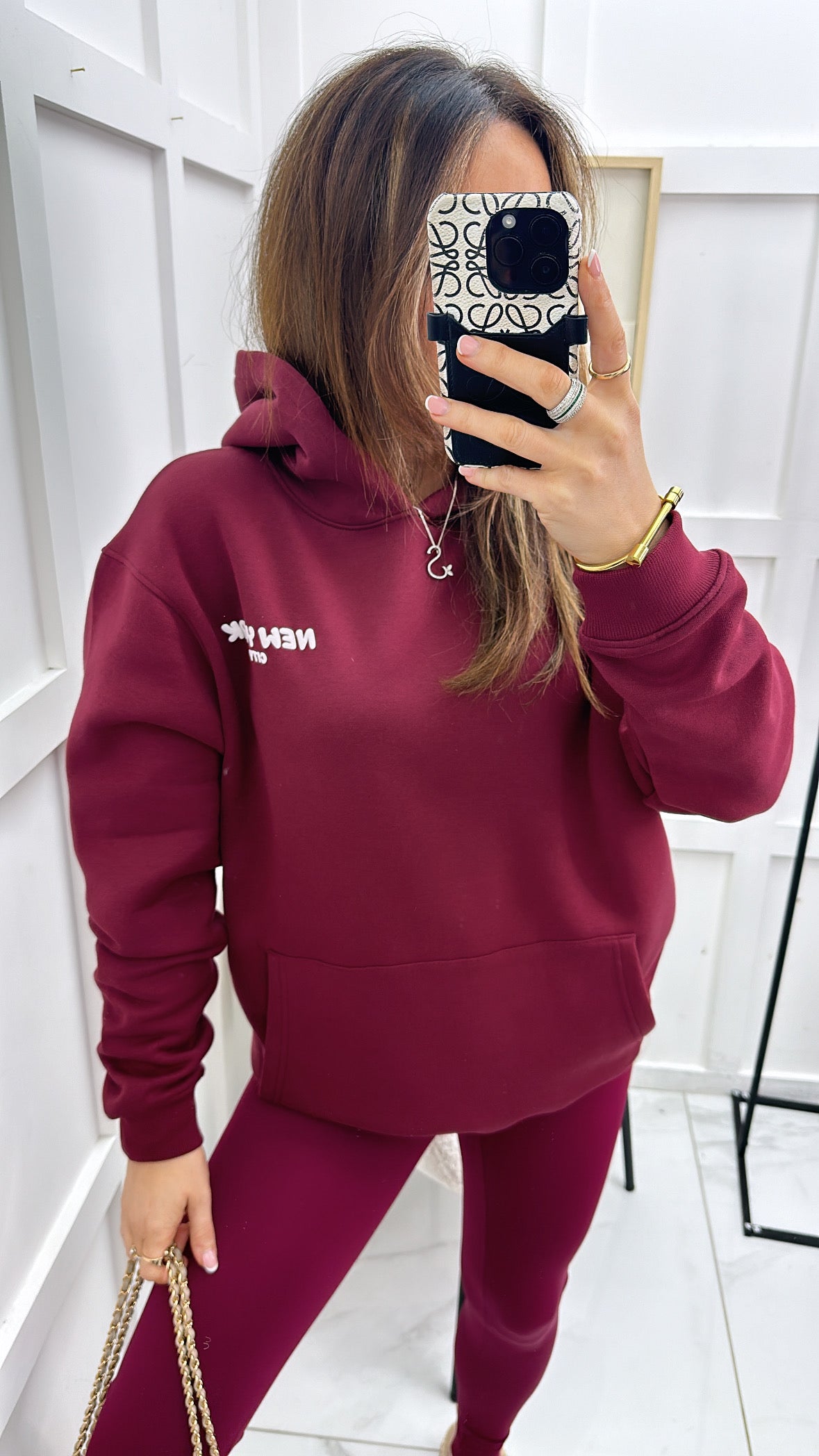 NEW YORK CITY burgundy bubble slogan hoody