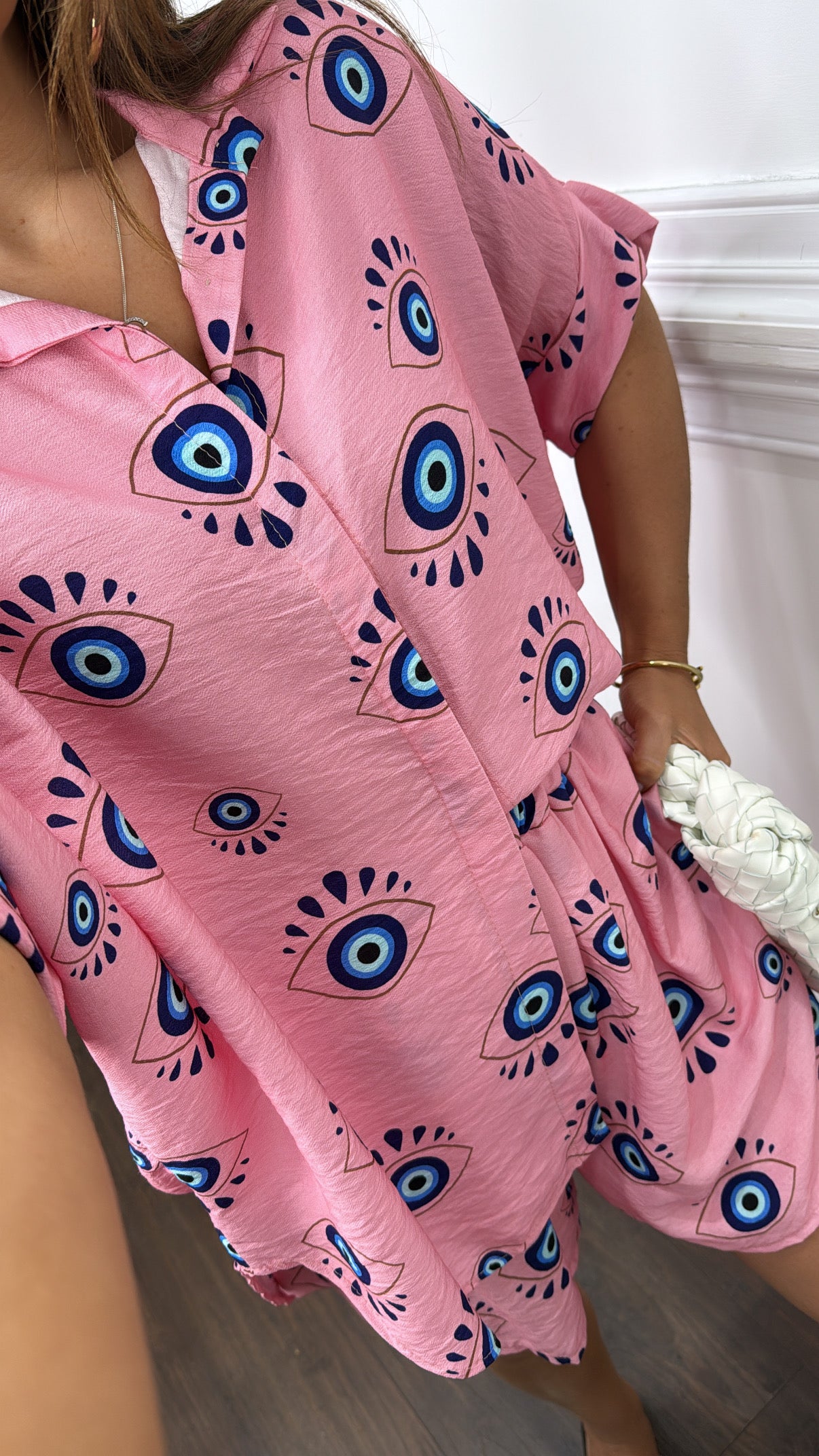 TURKISH EYE pink top and shorts co-ord