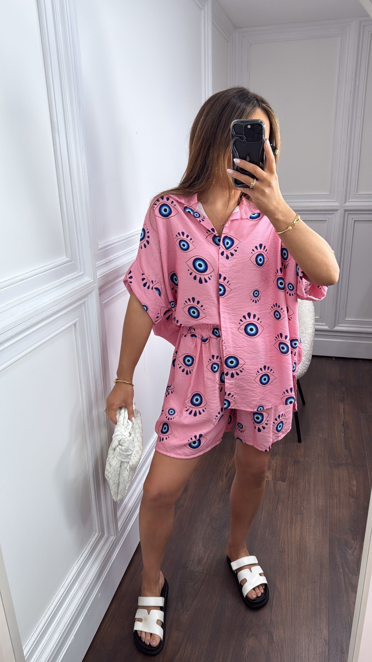 TURKISH EYE pink top and shorts co-ord
