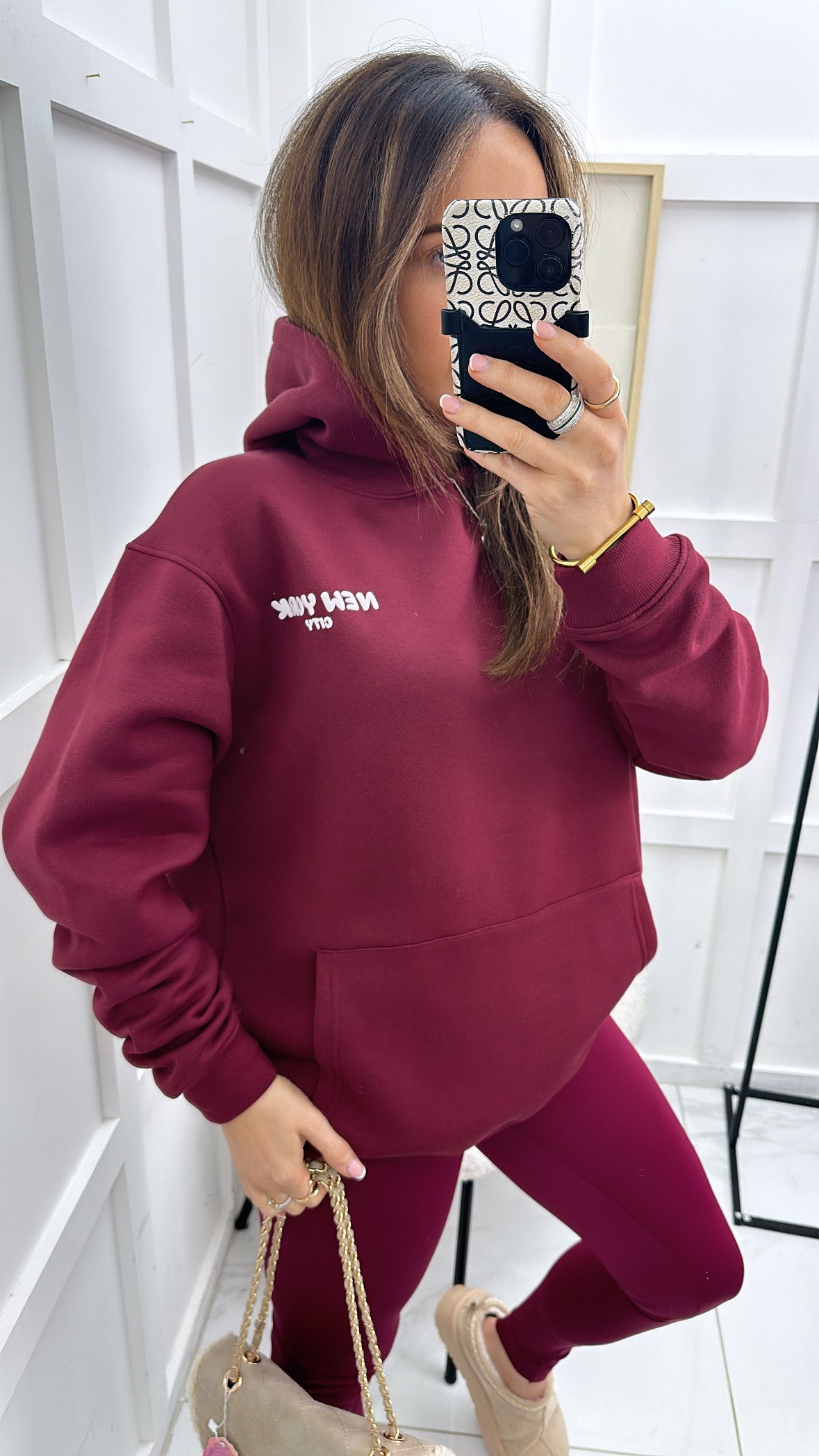 NEW YORK CITY burgundy bubble slogan hoody