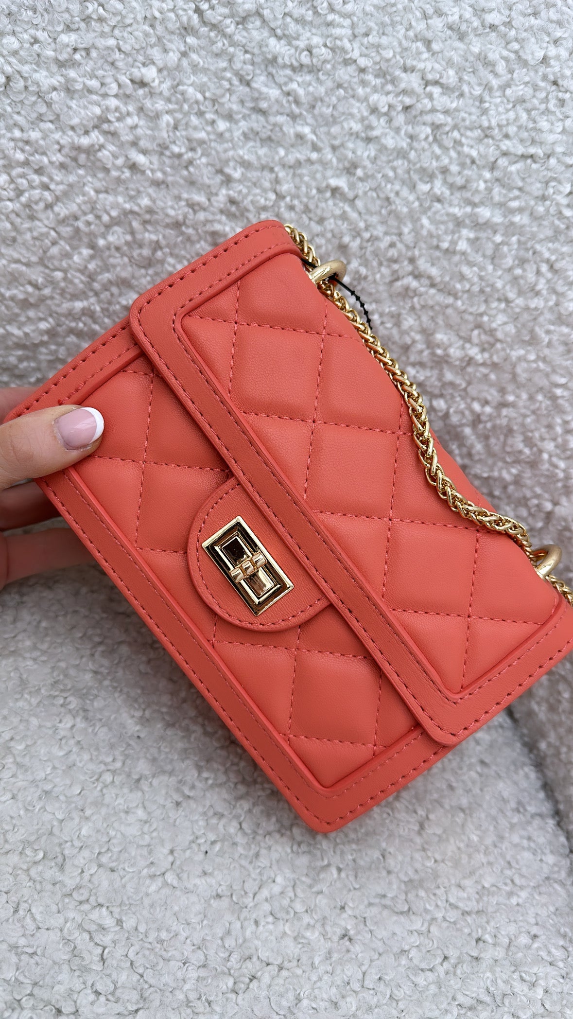 SOPHIA coral quilted chain mini bag