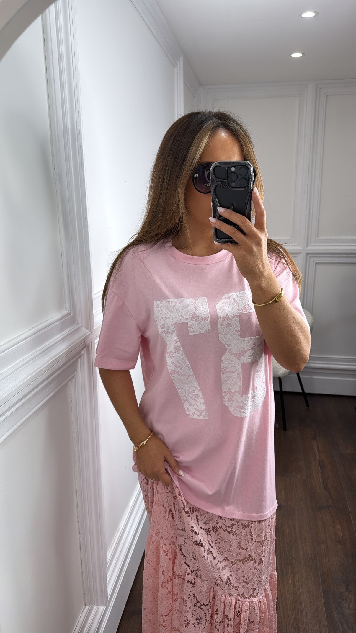 JESSIE pink 87 lace maxi dress