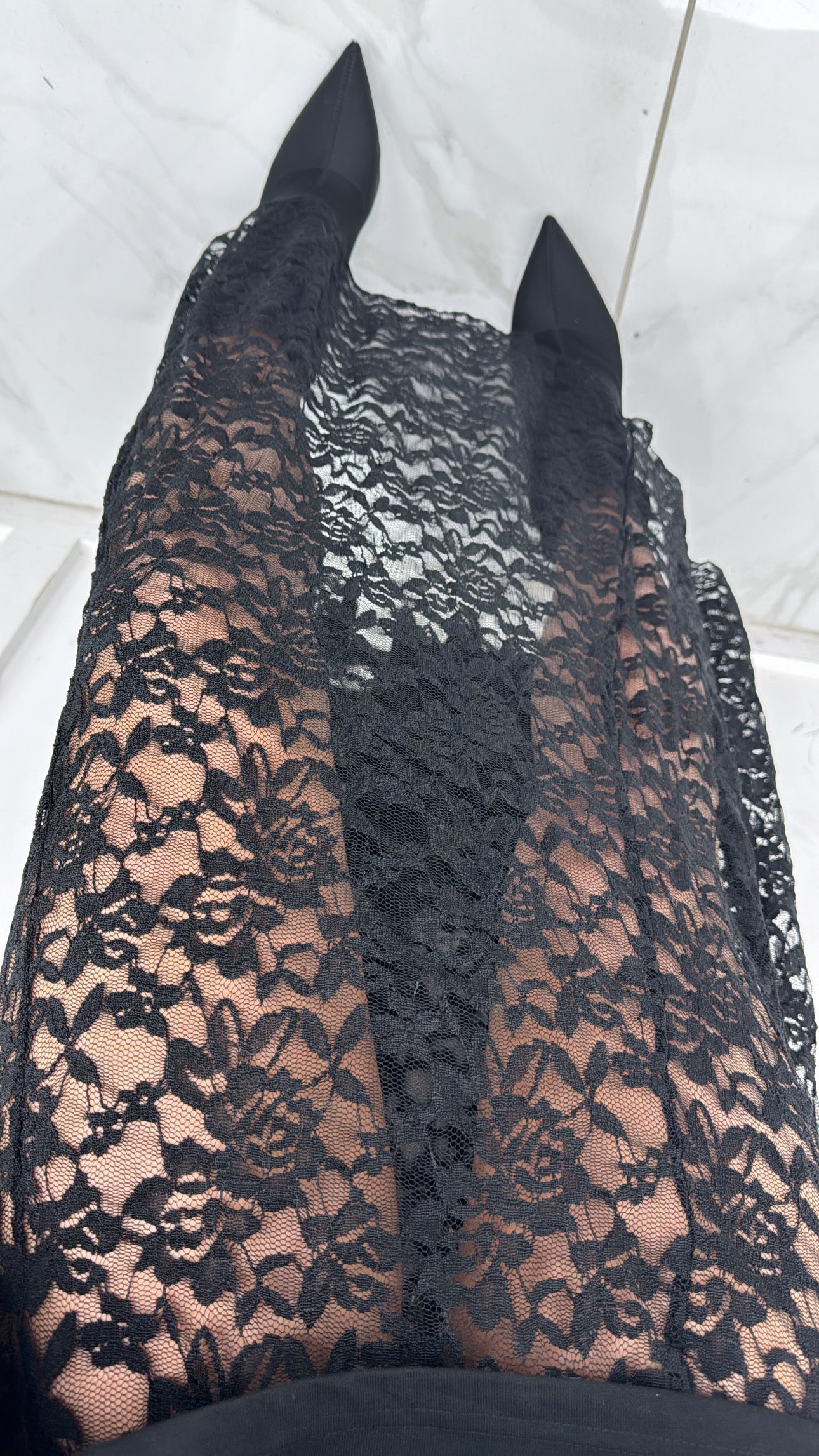 LARA black lace maxi skirt