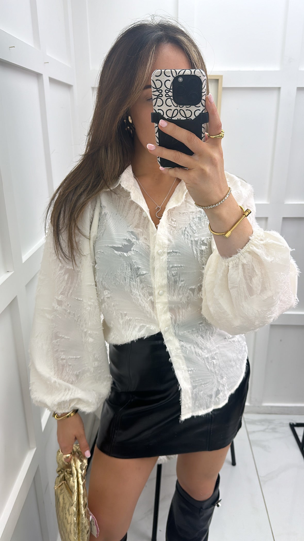 DARCY cream feather detail blouse