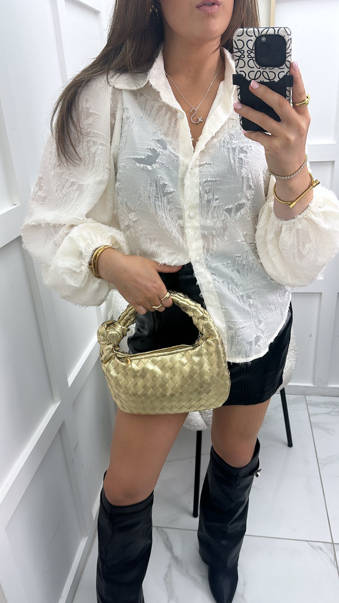 DARCY cream feather detail blouse