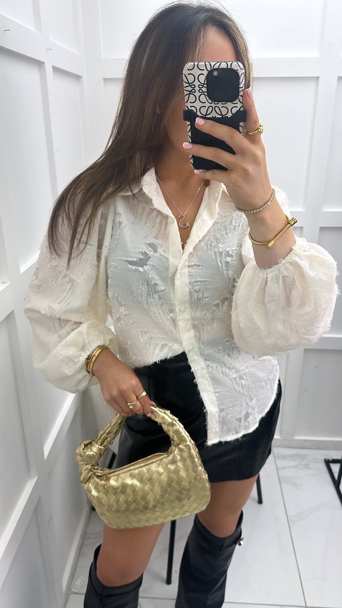 DARCY cream feather detail blouse