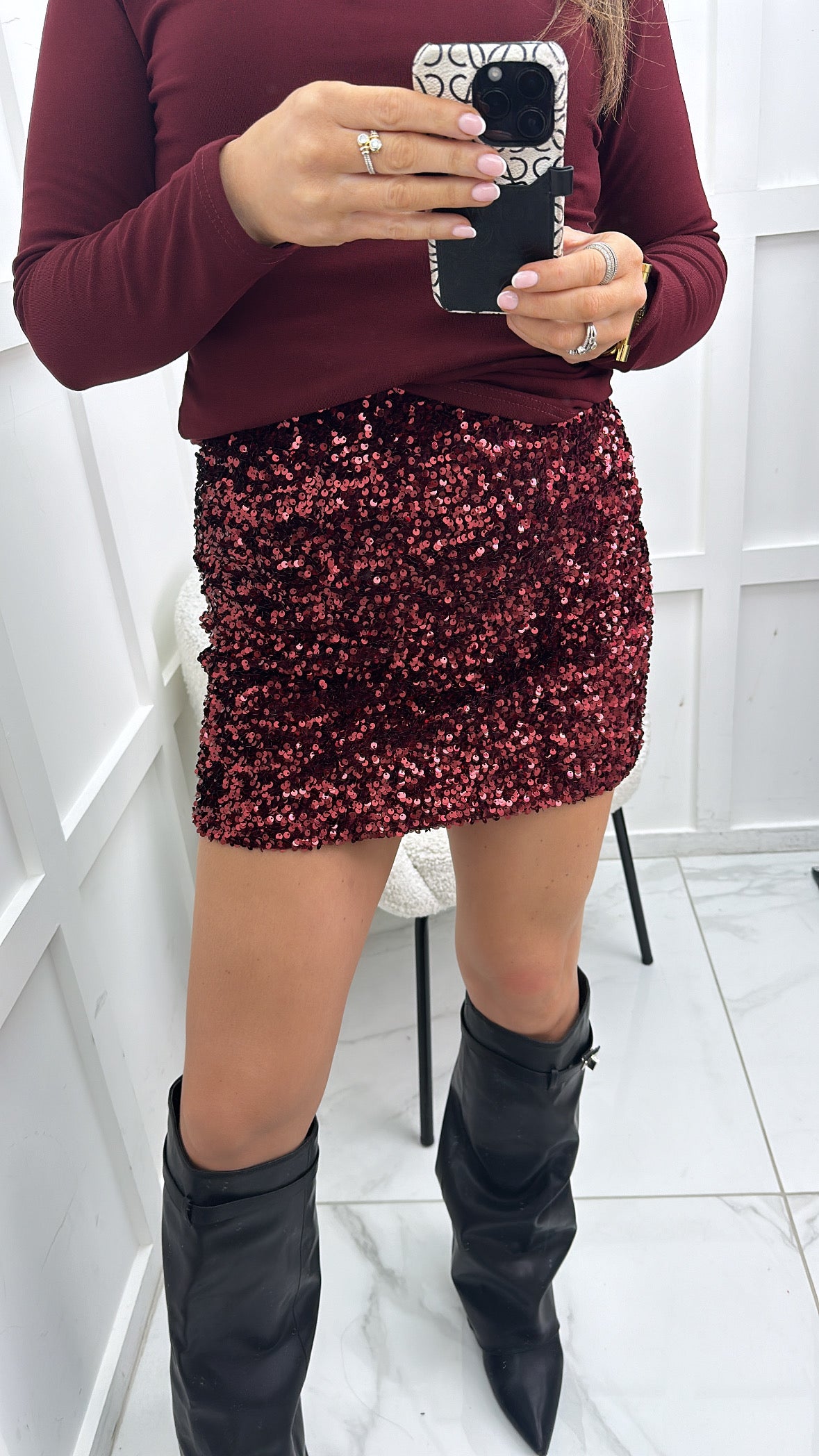 JESSIE red sequin mini skirt