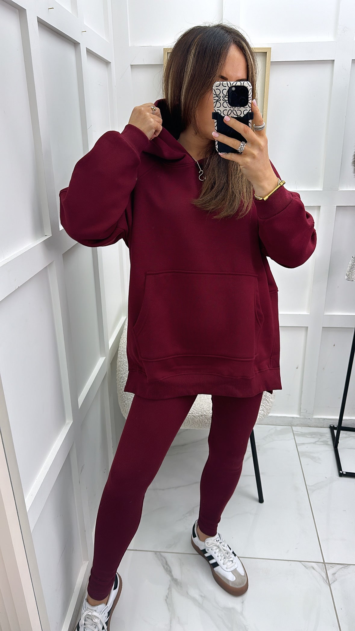 ALEXA burgundy oversized hoodie & leggings tracksuit