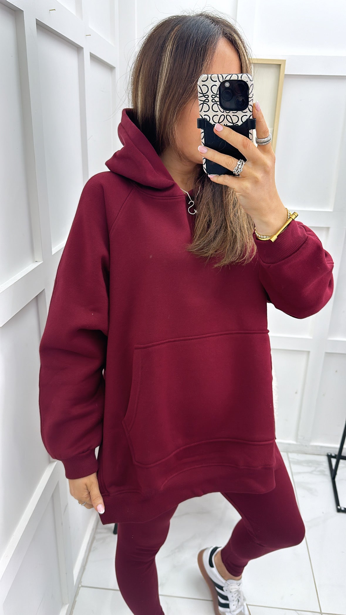 ALEXA burgundy oversized hoodie & leggings tracksuit