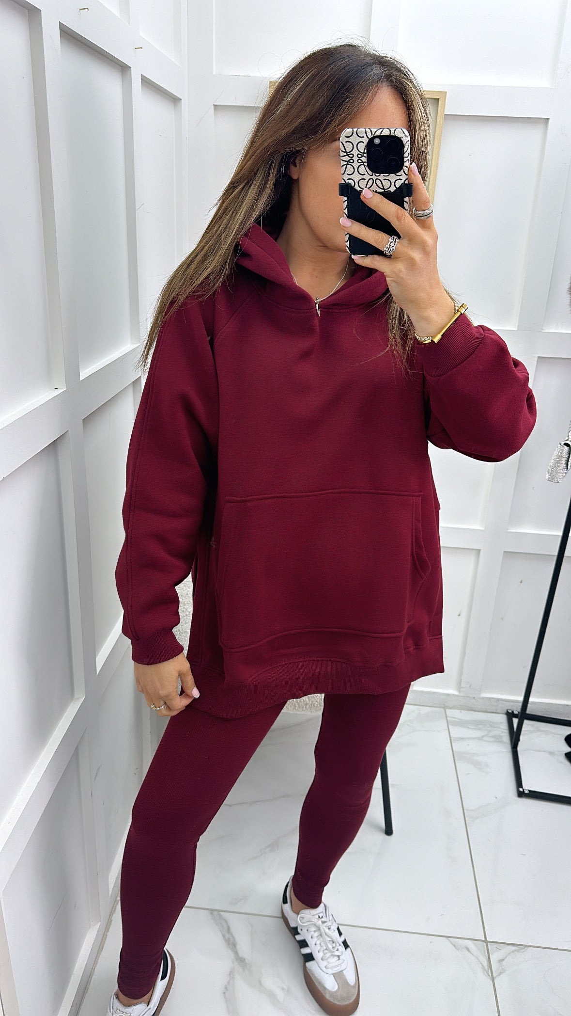 ALEXA burgundy oversized hoodie & leggings tracksuit