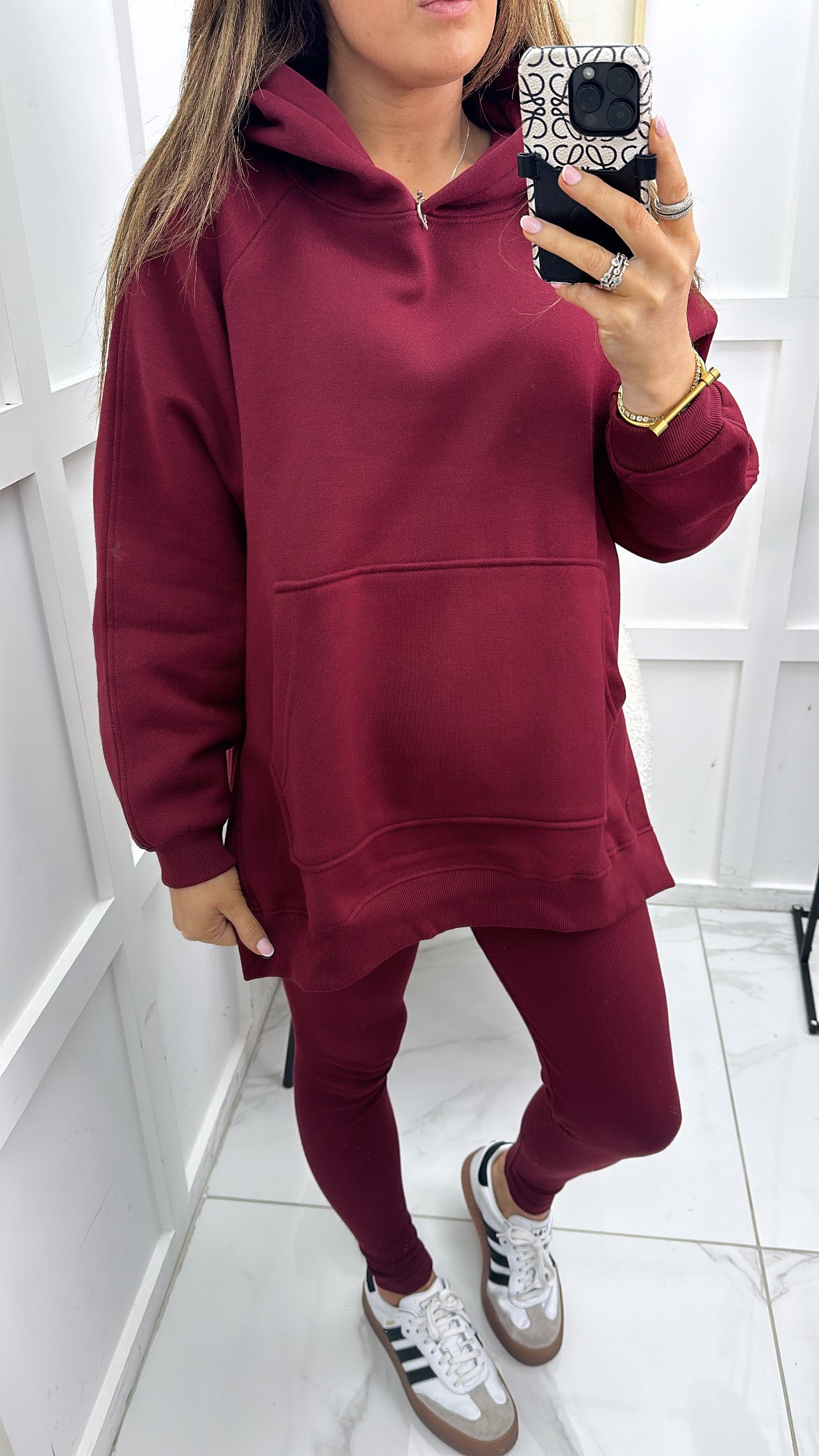 ALEXA burgundy oversized hoodie & leggings tracksuit