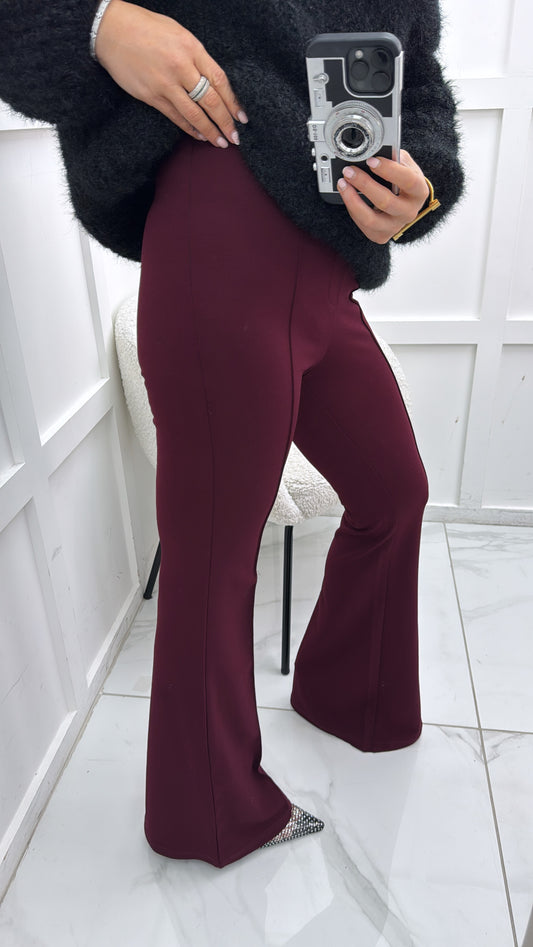 LAUREN burgundy tailored flare trousers