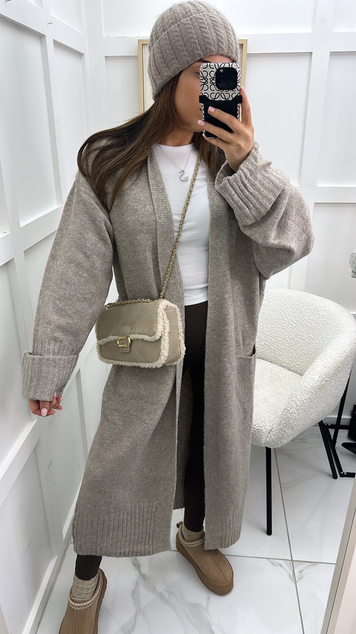 NATALIE mocha soft knit long cardigan