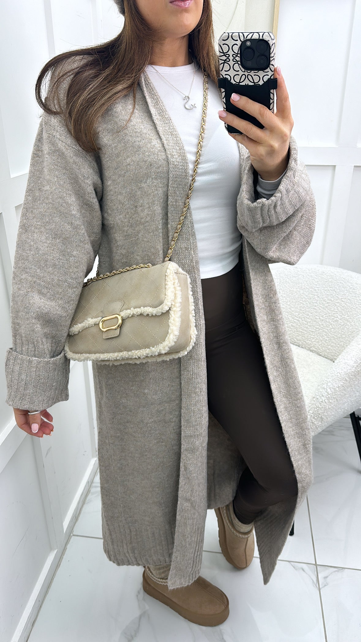 NATALIE mocha soft knit long cardigan